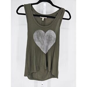 Express One Eleven Womens Sz XS Tank Top Olive Green w/ Silver Heart